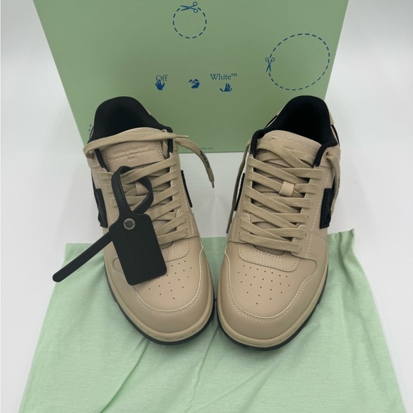 OFF-WHITE Out of Office Calf Leather Sneakers Beige / Black OOO - Picture 3 of 8